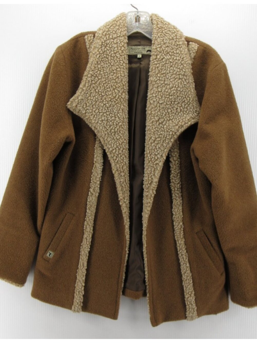 Peruvian Link Jacket Small Alpaca Open Western Teddy Fleece Trim
